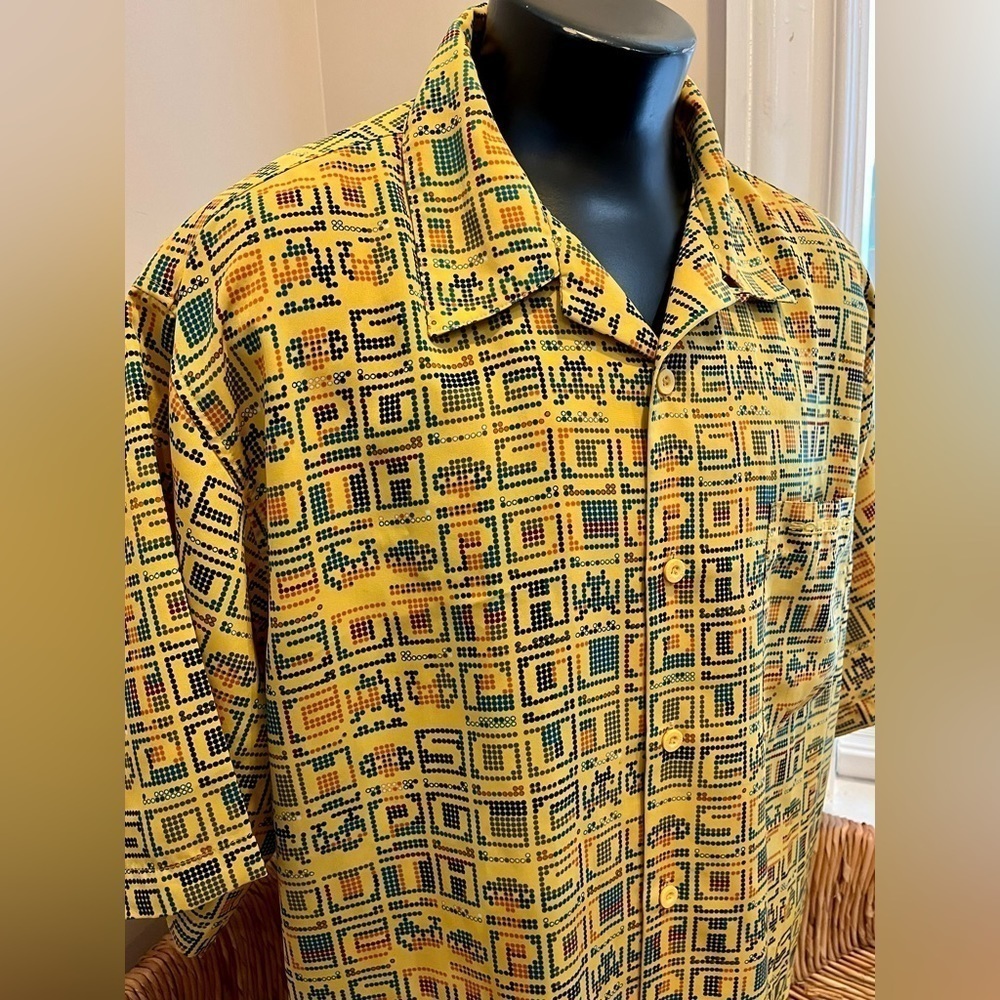 Y2K Southpole Shirt Mens XL Pac-Man Video Game Graphic All Over Print Hip Hop